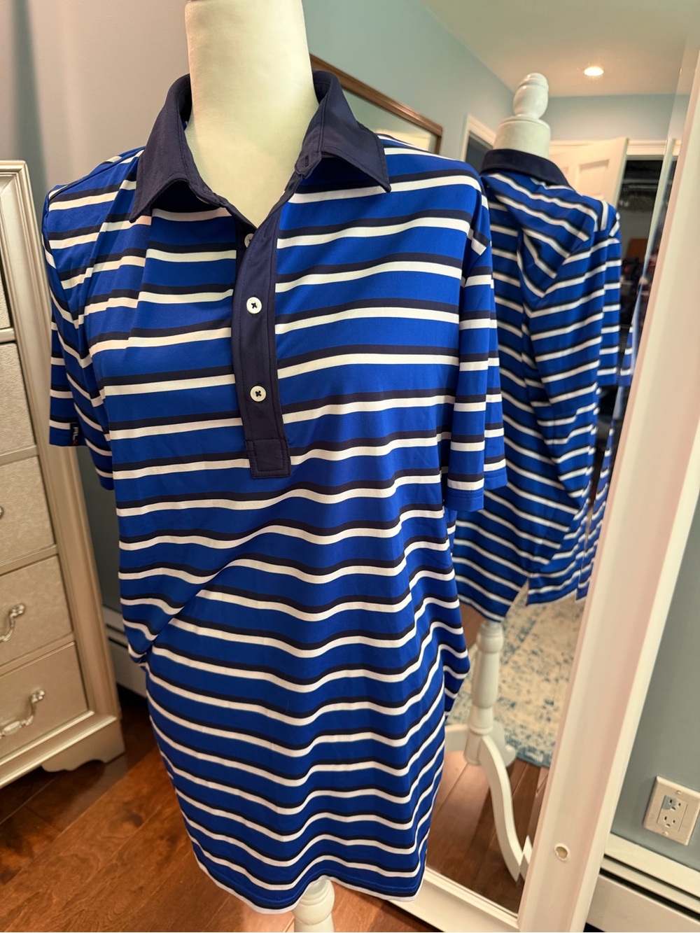 Ralph Lauren RLX Royal Blue, Navy & White Striped Polo